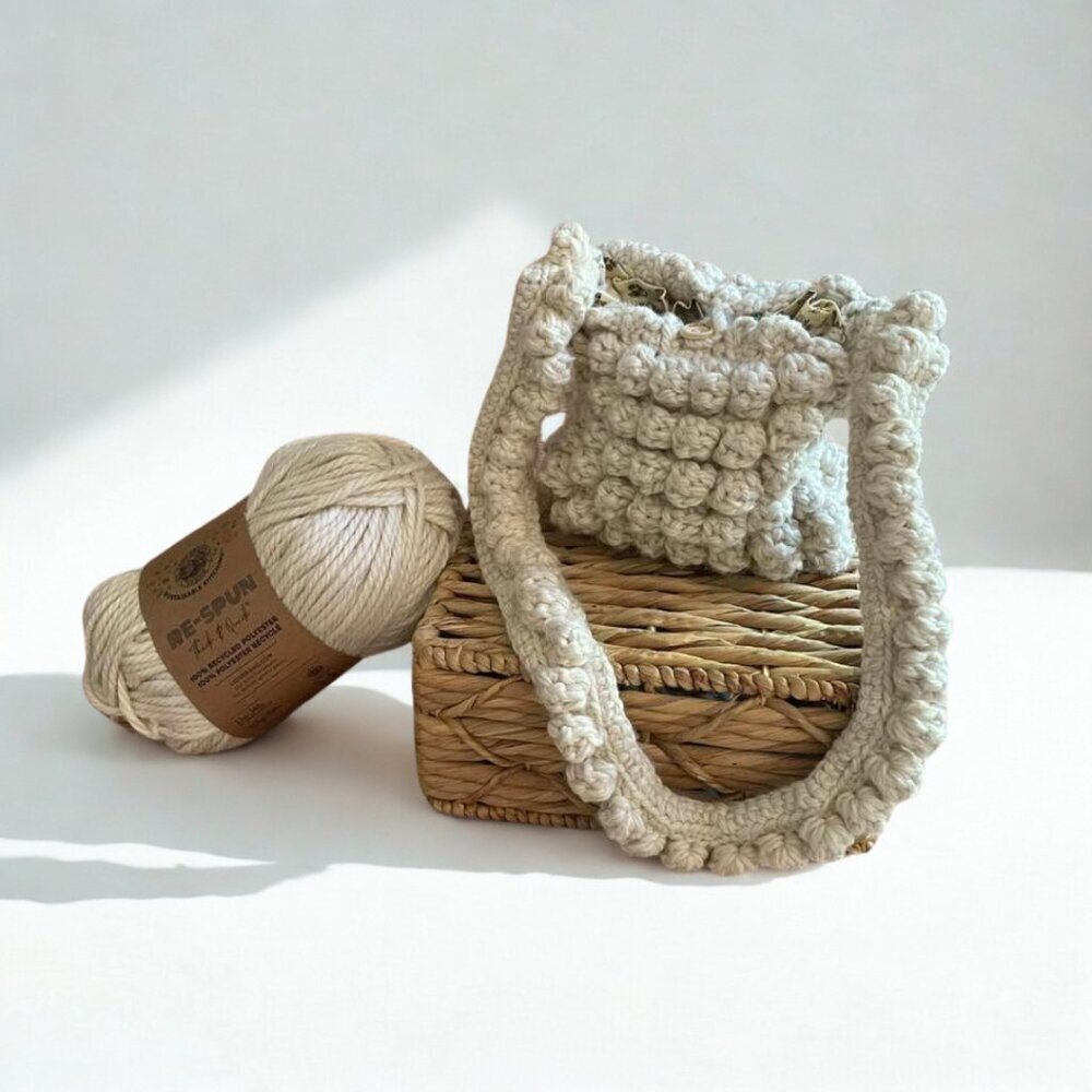New Boho and Bubbles Sustainable, Lined Shoulder Bag With Button Closure